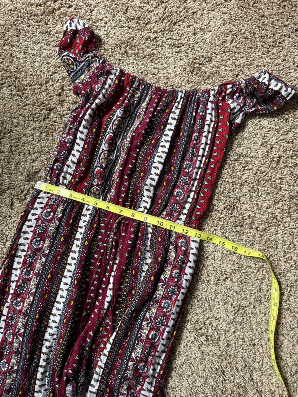 ☀️ Ambiance • Boho Off-Shoulder Maxi Dress/Romper in Paisley Print • women’s Md - Picture 6 of 10